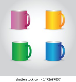 Illustration of colorful cups isolated on white background - Vector 