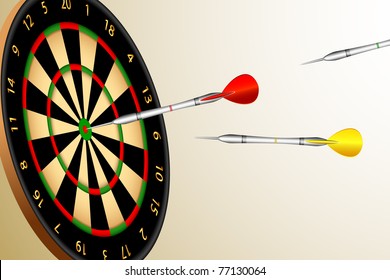 illustration of colorful dart aiming at dart board