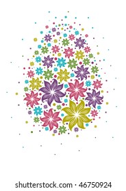 Illustration of colorful design with easter egg from flowers
