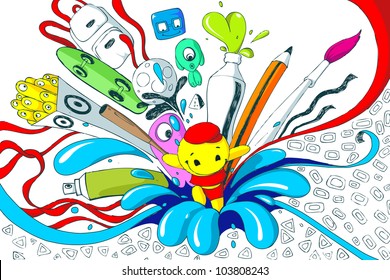 illustration of colorful design for t-shirt print