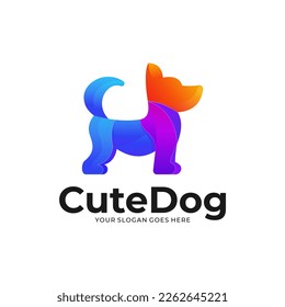Illustration colorful Dog with gradient style