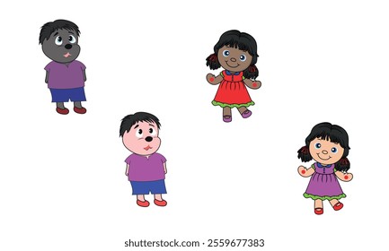 Illustration colorful doll vector set