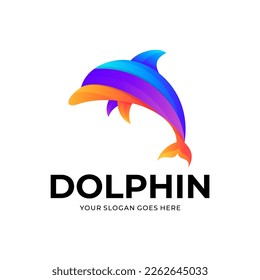 Illustration colorful dolphin with gradient style free vector