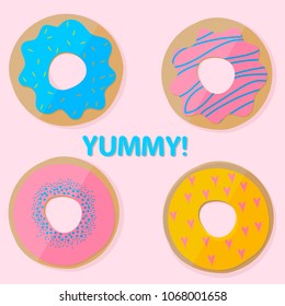 Illustration of colorful donuts.