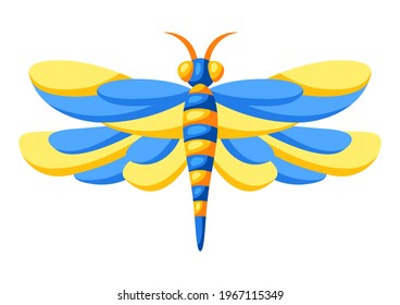 Illustration of colorful dragonfly. Stylized decorative insect.