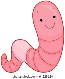 Illustration of a Colorful Earthworm Smiling Happily