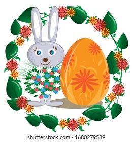 Illustration with colorful easter for decorative design. Decorative, traditional easter egg.