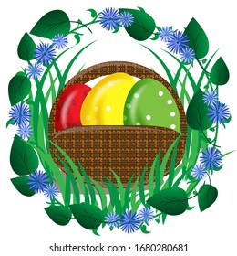 Illustration with colorful easter for decorative design. Decorative, traditional easter egg.