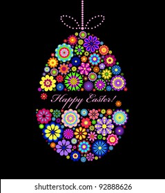 Illustration of  colorful easter egg on black background