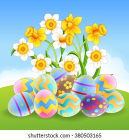 Illustration of colorful Easter eggs