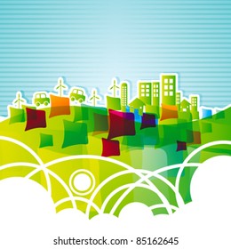 Illustration of colorful ecotown