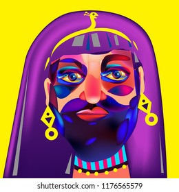 illustration colorful egypt cleopatra man 