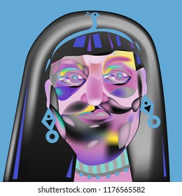 illustration colorful egypt cleopatra man 