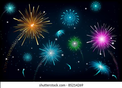 illustration of colorful fire cracker blast in sky
