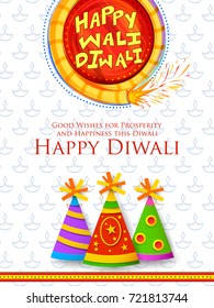 illustration of colorful firecracker on Happy Diwali Holiday background for light festival of India