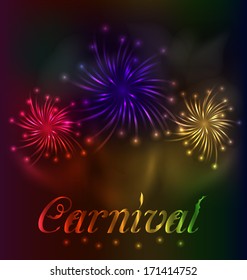 Illustration colorful fireworks background for Carnival party - vector