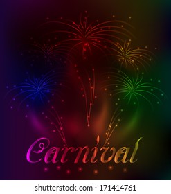 Illustration colorful fireworks background for Carnival party - vector