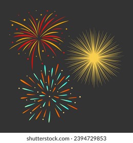 illustration of colorful fireworks for party decoration