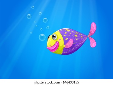 Illustration of a colorful fish under the sea 