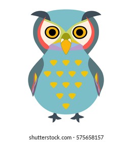 Illustration of colorful funny owl. Vector image.