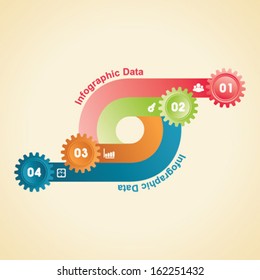Illustration of colorful gears Info-graphics options banner