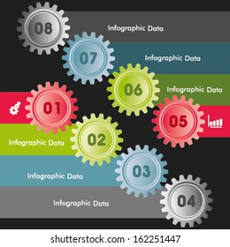 Illustration of colorful gears Info-graphics options banner