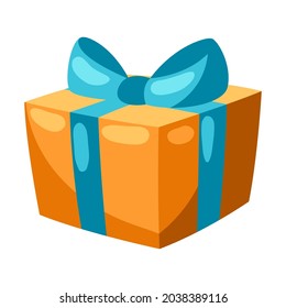 Illustration of colorful gift box. Holiday icon in cartoon style.