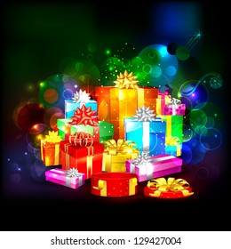 illustration of colorful gift box on abstract background