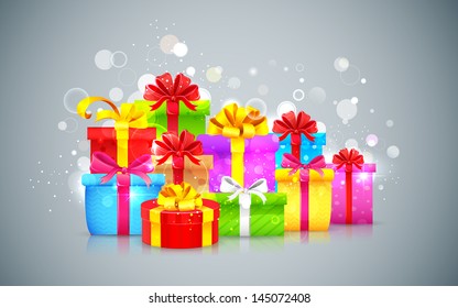 illustration of colorful gift box on abstract background