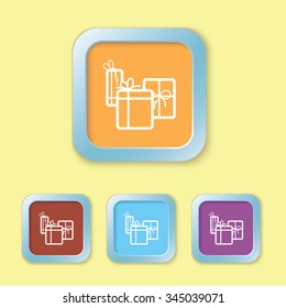 illustration of colorful gift box in the square button