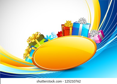 illustration of colorful gifts in abstract background