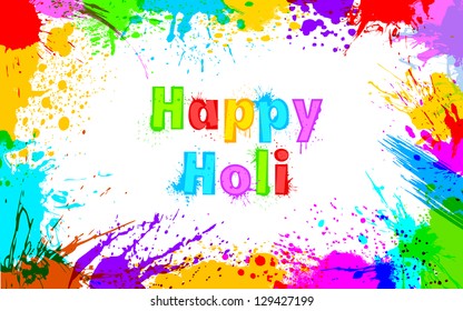 illustration of colorful grunge frame for Holi background