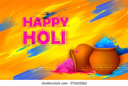 Illustration von bunter Gulaal (Pulverfarbe) für Happy Holi