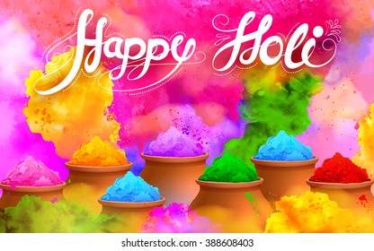 illustration of colorful gulaal (powder color) for Happy Holi