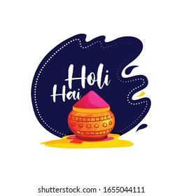 illustration of colorful gulal (powder color) for Happy Holi with white Background