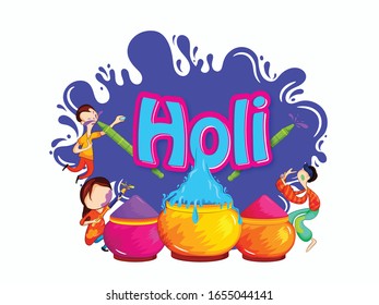 illustration of colorful gulal (powder color) for Happy Holi with white Background