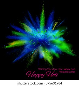 illustration of colorful gulal (powder color) explosion for Happy Holi Background