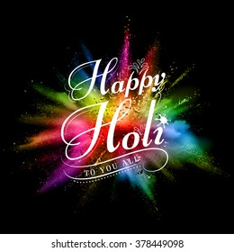 illustration of colorful gulal (powder color) explosion for Happy Holi Background