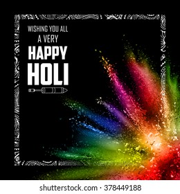 illustration of colorful gulal (powder color) explosion for Happy Holi Background