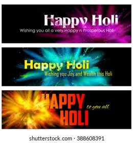 illustration of colorful gulal (powder color) explosion for Happy Holi Background