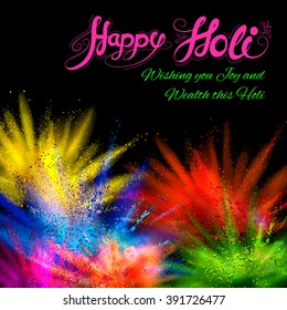 illustration of colorful gulal (powder color) explosion for Happy Holi Background