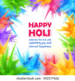 illustration of colorful gulal (powder color) explosion for Happy Holi Background