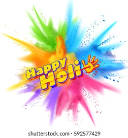 illustration of colorful gulal (powder color) explosion for Happy Holi Background