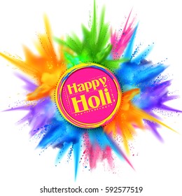 illustration of colorful gulal (powder color) explosion for Happy Holi Background