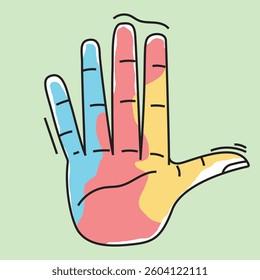 Illustration of Colorful Hands in Holi Festival, Celebrating Joy and Diversity in India’s Colorful Tradition	