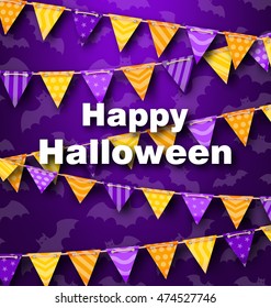 Illustration Colorful Hanging for Triangular String Halloween Party - Vector