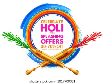 illustration of colorful Happy Holi Advertisement Promotional backgroundd for Festival of Colors celebration greetings