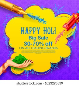 illustration of colorful Happy Holi Advertisement Promotional backgroundd for Festival of Colors celebration greetings