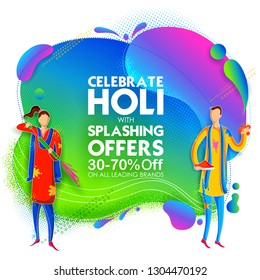 illustration of colorful Happy Holi Advertisement Promotional backgroundd for Festival of Colors celebration greetings