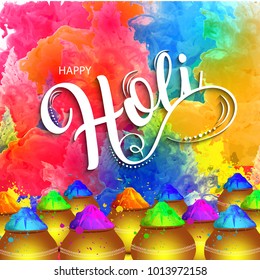 illustration of colorful Happy Holi Background.